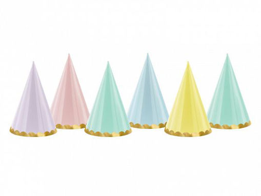 Picture of PARTY HATS PASTEL COLOURS 16CM - 6 PACK